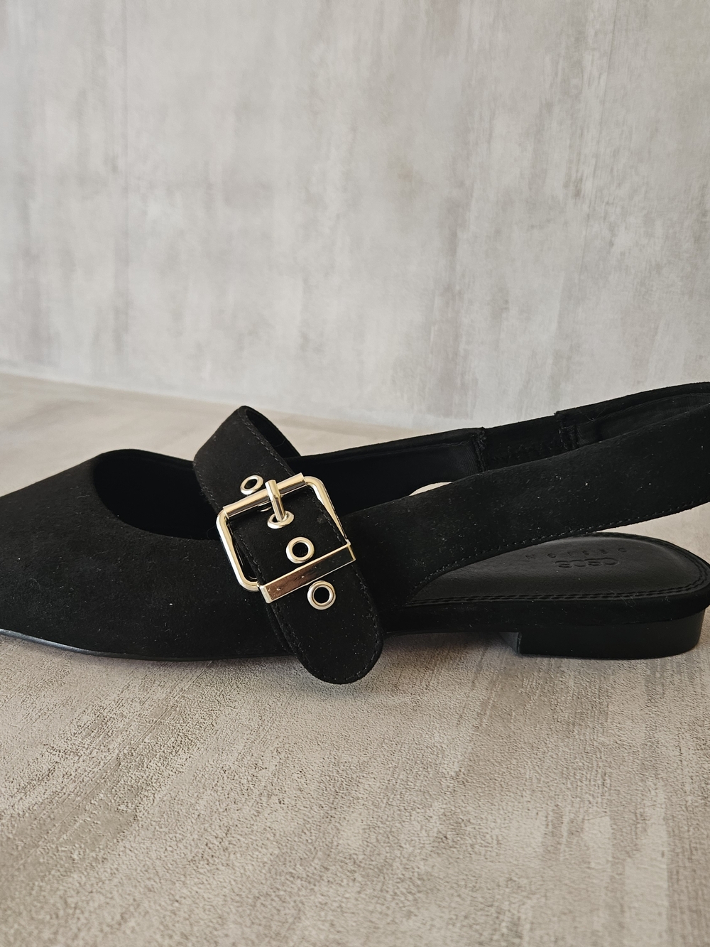 ​NWT ASOS DESIGN Black Pointed Toe Slingback Buckle Flat Shoes - Size US 9 - Picture 9 of 13